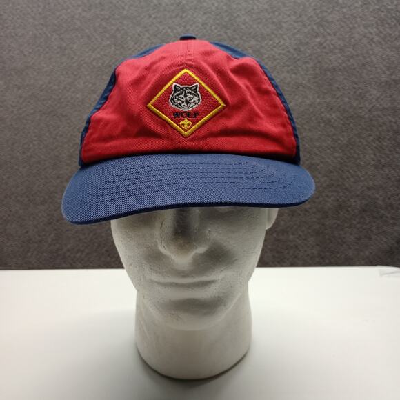 Cub Scouts Wolf Hat Youth Adjustable Red Blue BSA Uniform Cap - Picture 4 of 6